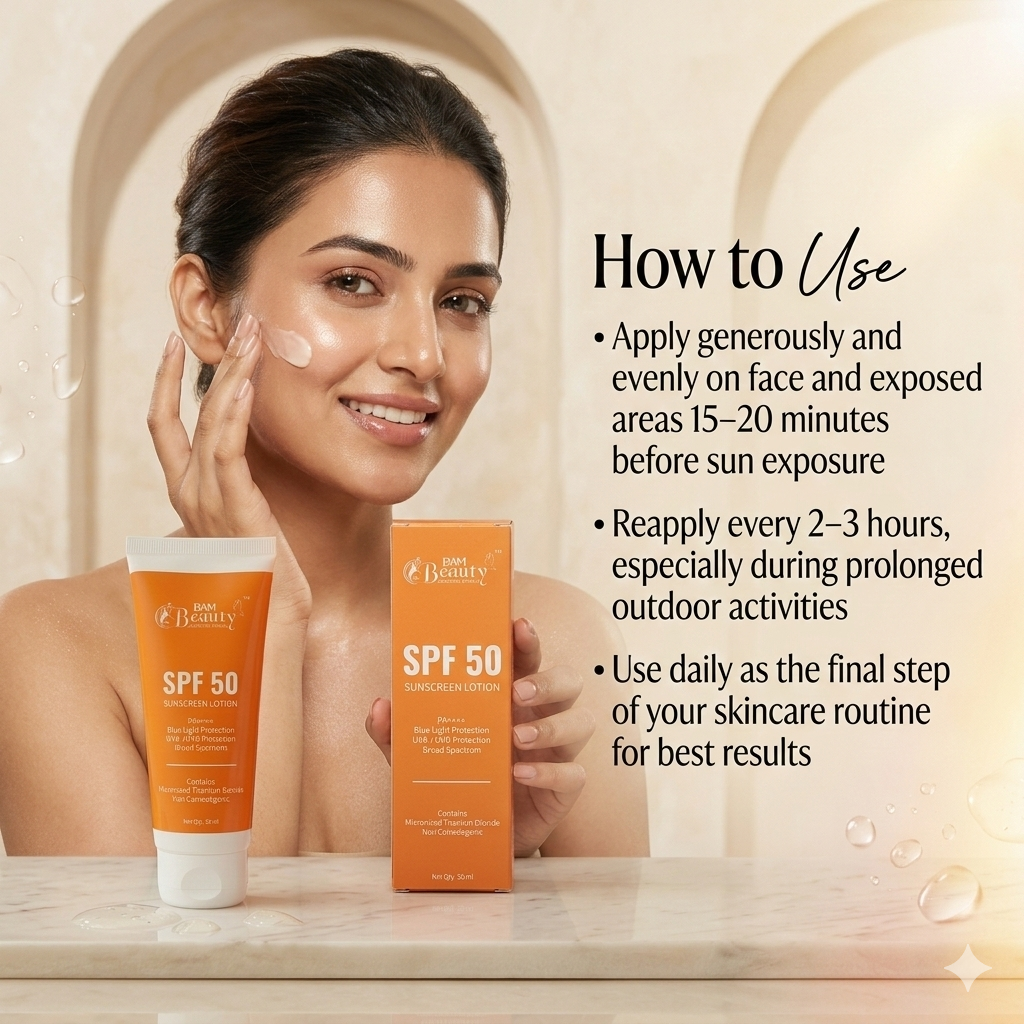 BAM BEAUTY Sunscreen SPF 50 How to Use