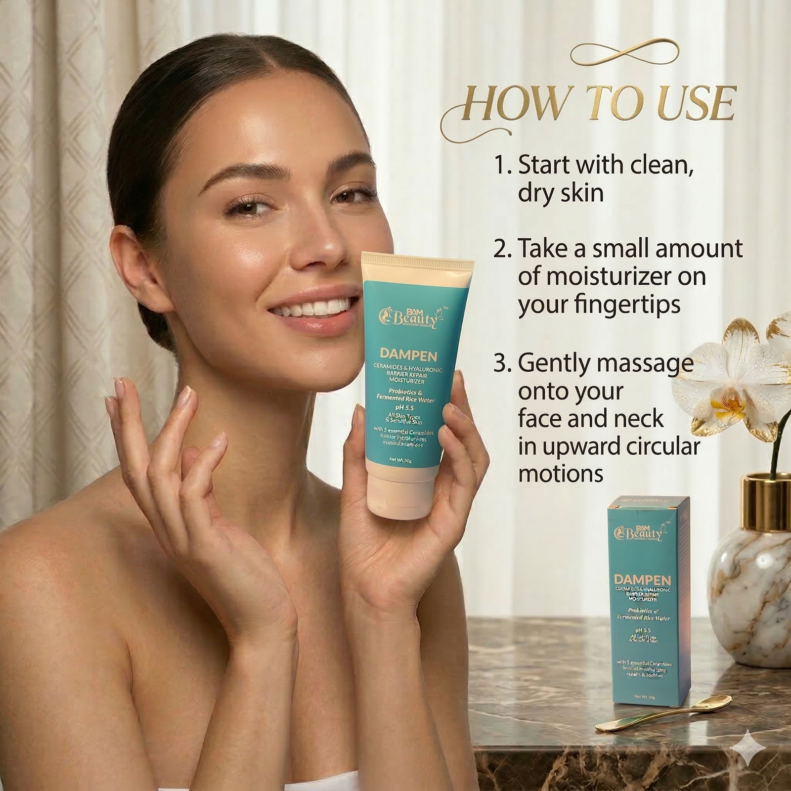 BAM BEAUTY DAMPEN Moisturizer How to Use