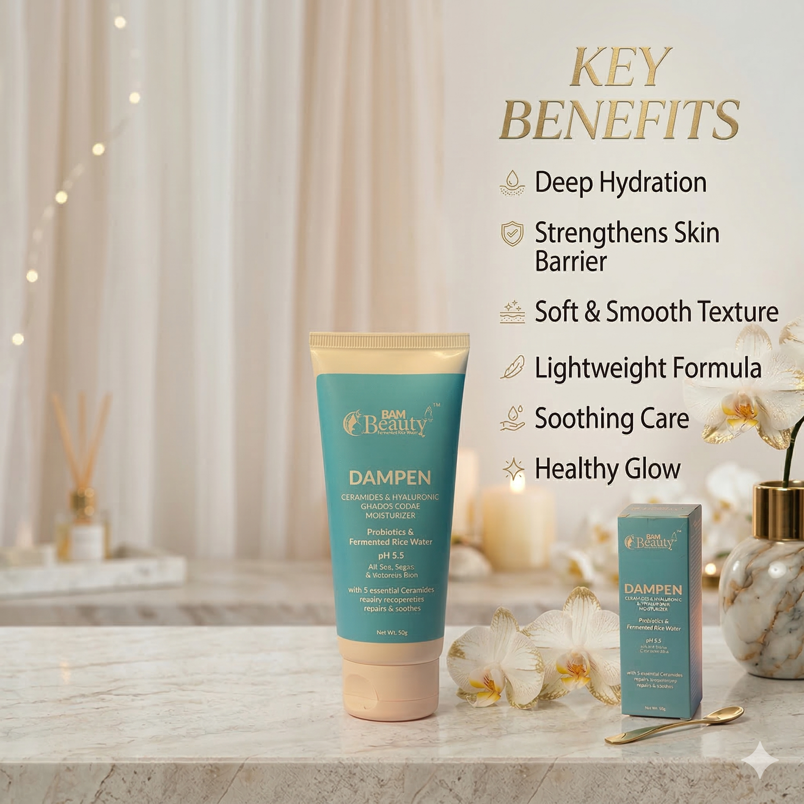 BAM BEAUTY DAMPEN Moisturizer Key Benefits3