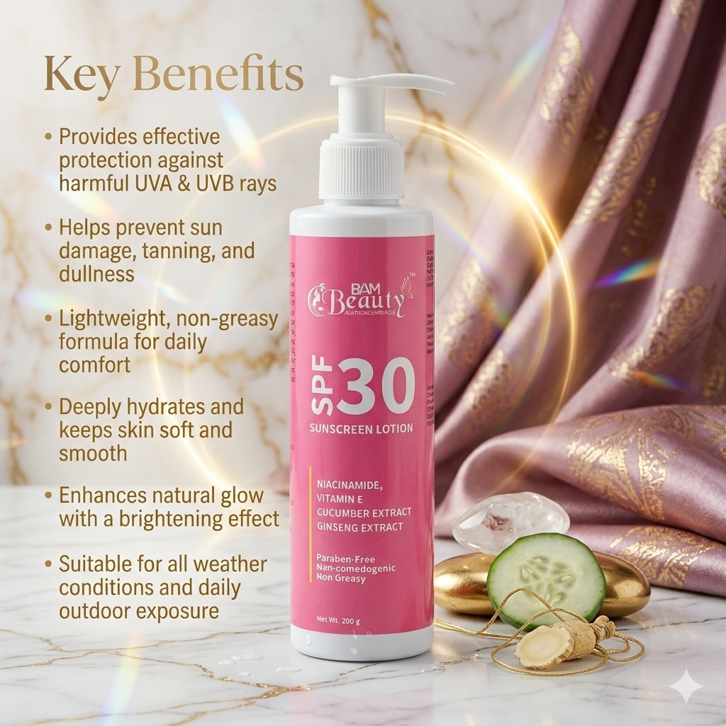 Key Benefits BAM BEAUTY – Body Sunscreen Lotion SPF 30