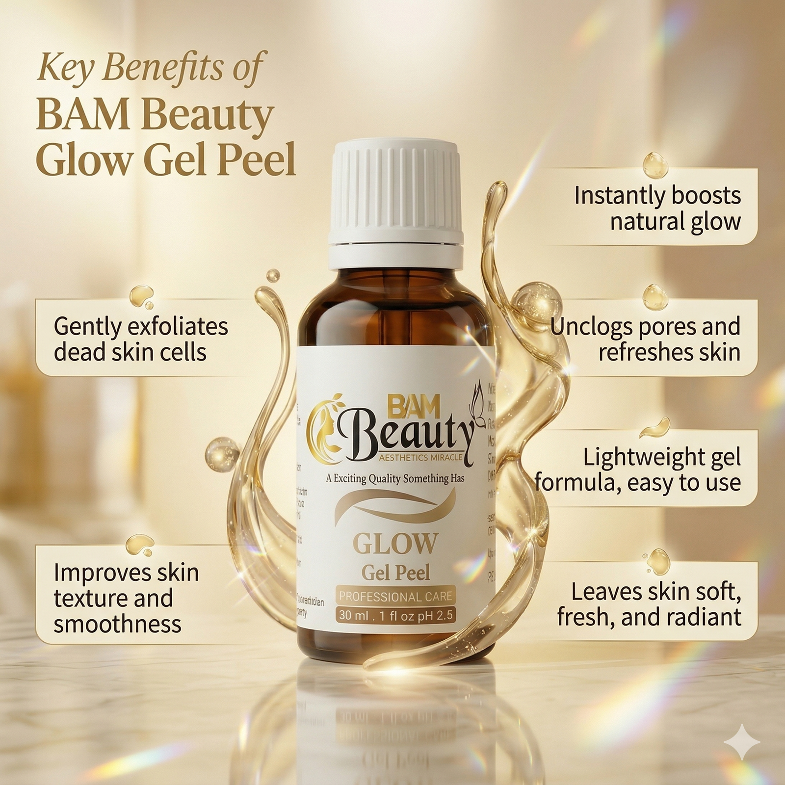 Key Benefits BAM Beauty Glow Gel Peel1